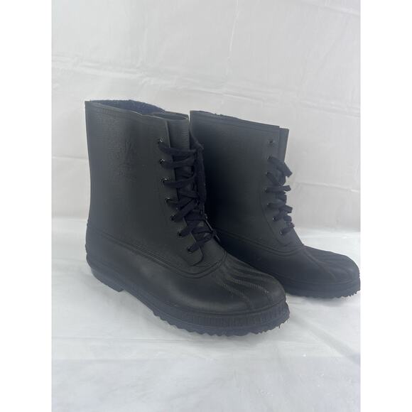 SOREL KAUFMAN Rubber Boots Mens 11 Black Wool Blend Insulated Lace Up Waterproof